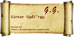 Ginter György névjegykártya