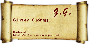 Ginter György névjegykártya